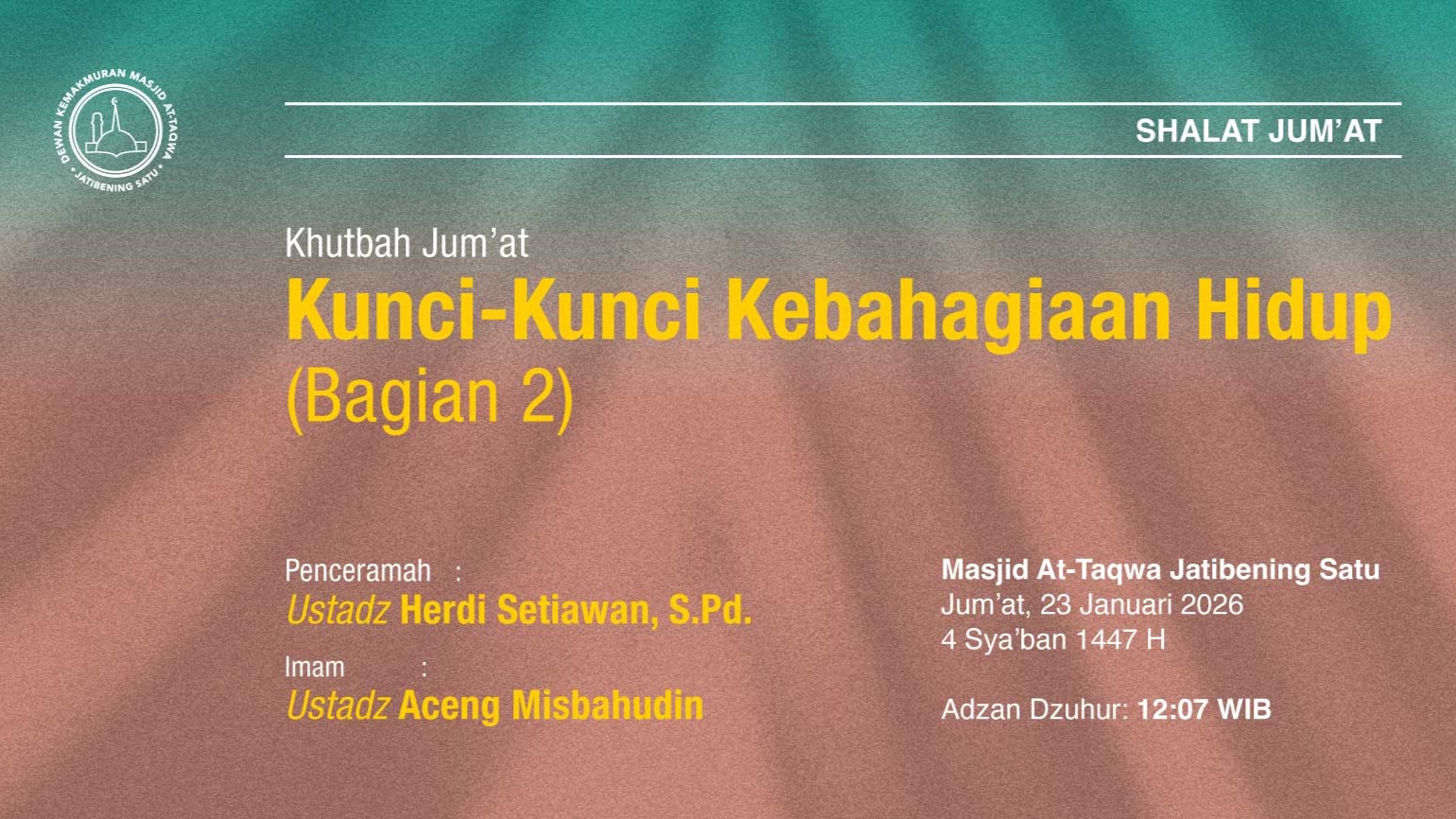 Info Shalat Jum'at 23 Januari 2026 • 4 Sya'ban 1447 H