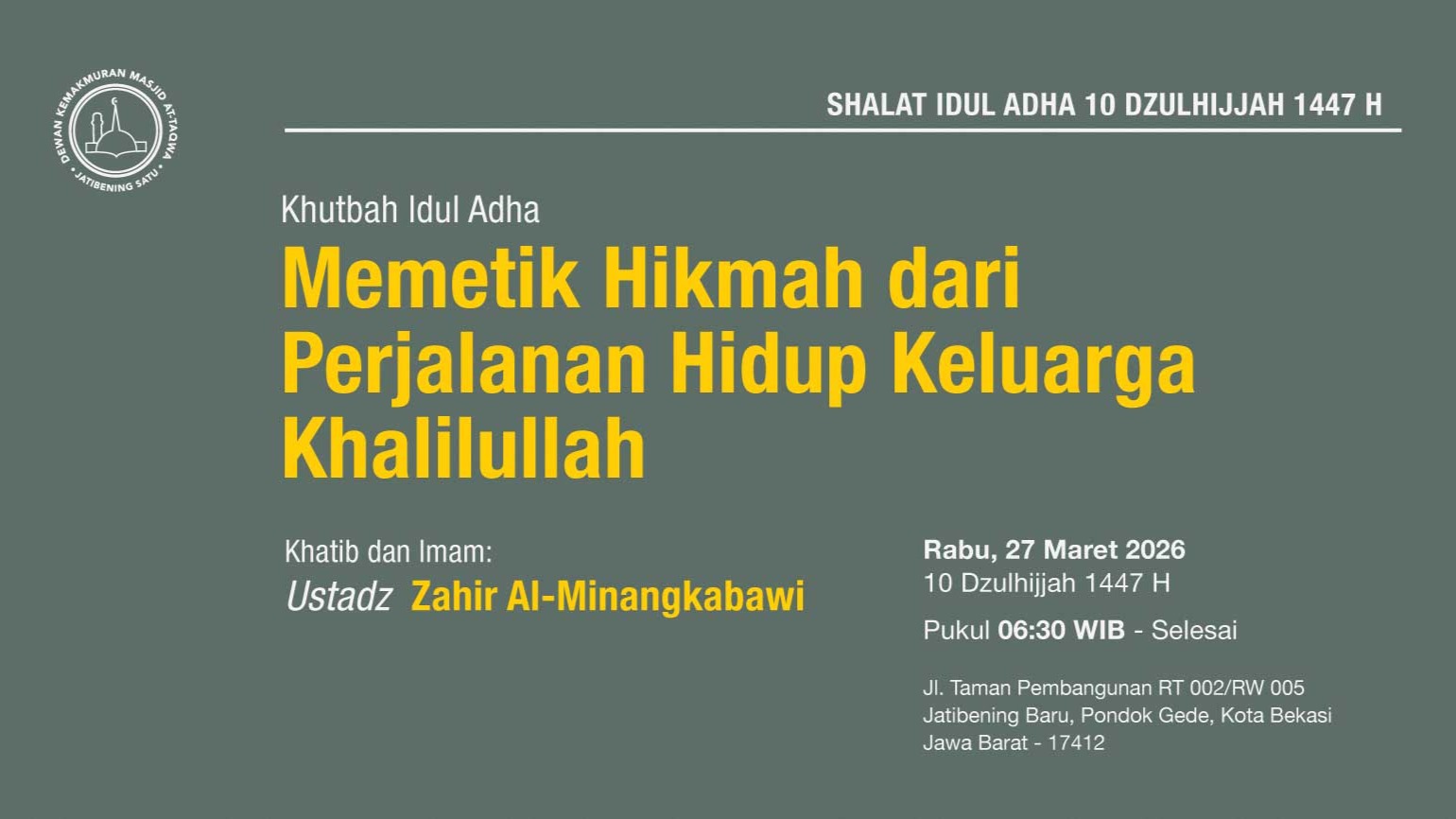 Shalat Idul Adha 10 Dzulhijjah 1447 H (Sesuai dengan Keputusan Pemerintah)